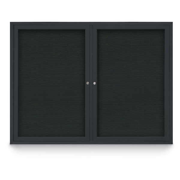 United Visual Products 48"x36" 2-Door Enclosed Outdoor Letterboard, Black Felt/Black UV1161D-BLACK-BLACK - main